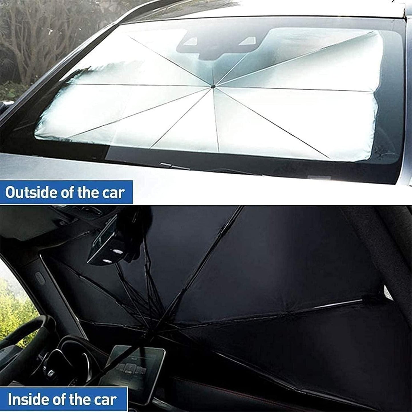 ☀️ Car Windshield Sun Shade Umbrella – Foldable Heat & UV Protector | Thermal Insulation | Easy to Use