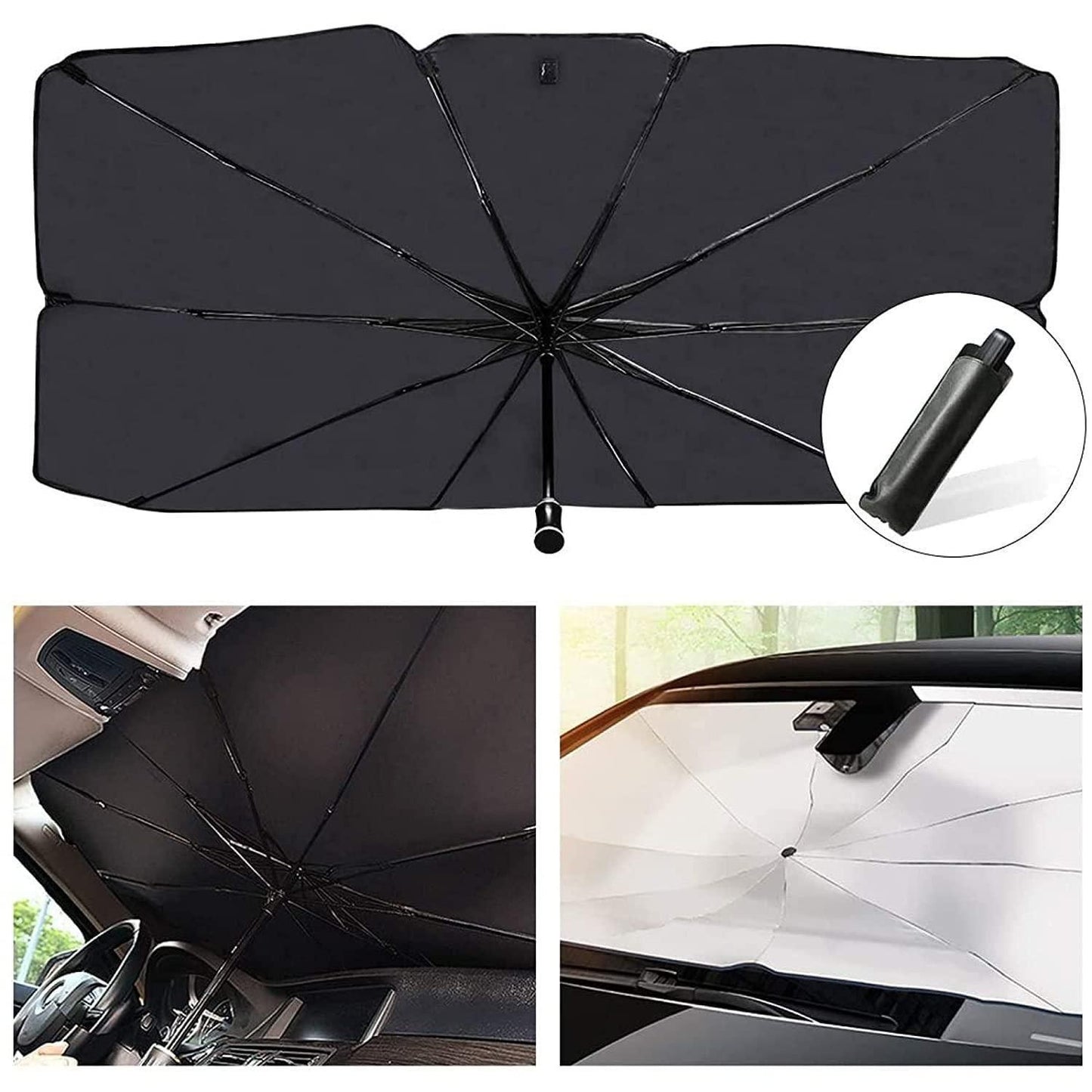☀️ Car Windshield Sun Shade Umbrella – Foldable Heat & UV Protector | Thermal Insulation | Easy to Use