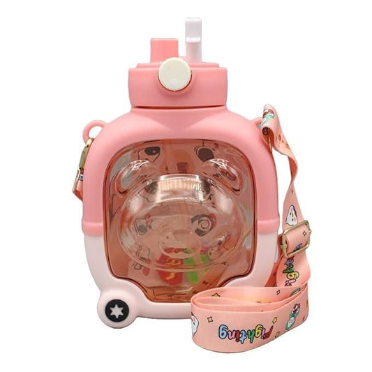 Cute Sipper Water Bottle with Straw and Strap – Cartoon Design | Leakproof & Portable