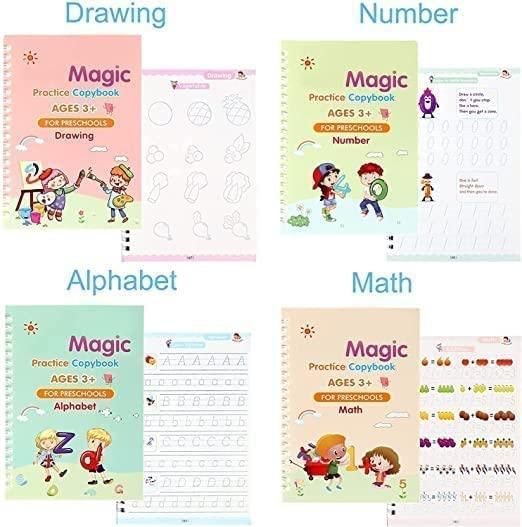 ✍️ Magic Practice Copybook (Set of 4 Books + 1 Pen + 1 Grip + 10 Refills)