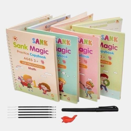 ✍️ Magic Practice Copybook (Set of 4 Books + 1 Pen + 1 Grip + 10 Refills)