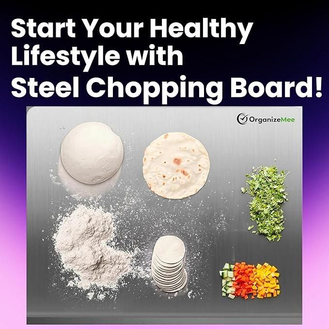 🔪 Stainless Steel Chopping Board – Heavy-Duty, Rust-Free, Hygienic & Non-Porous | Built-In Groove