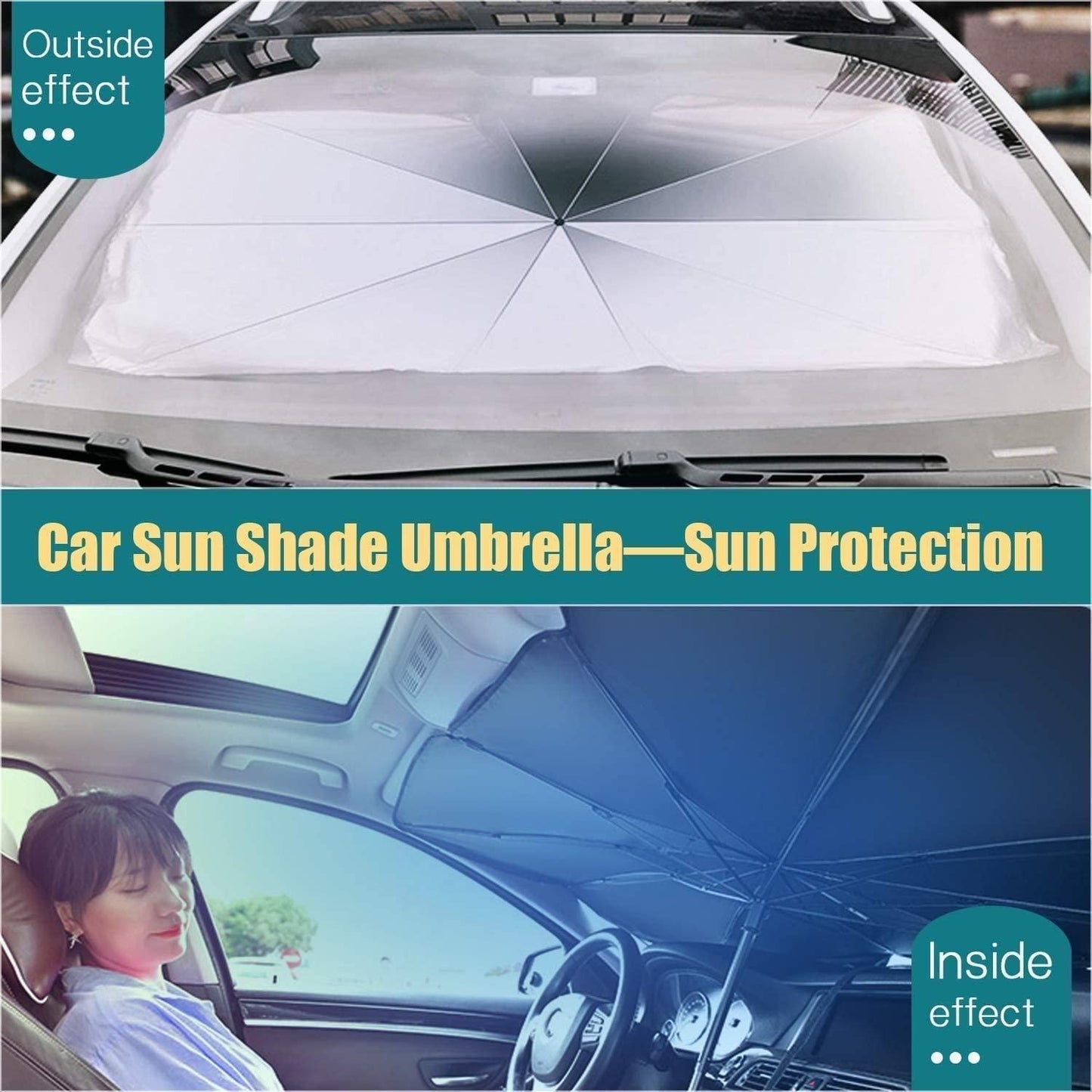 ☀️ Car Windshield Sun Shade Umbrella – Foldable Heat & UV Protector | Thermal Insulation | Easy to Use