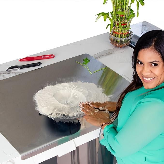 🔪 Stainless Steel Chopping Board – Heavy-Duty, Rust-Free, Hygienic & Non-Porous | Built-In Groove