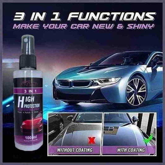 🚗 3 in 1 High Protection Quick Car Ceramic Coating Spray – Car Wax Polish | Shine, Seal & Protect