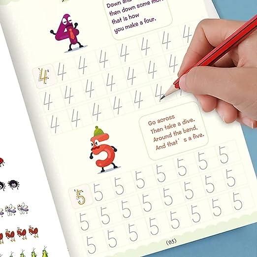 ✍️ Magic Practice Copybook (Set of 4 Books + 1 Pen + 1 Grip + 10 Refills)